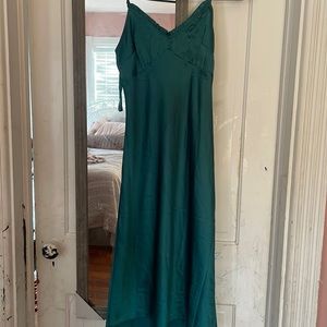 Women’s green dress with slit